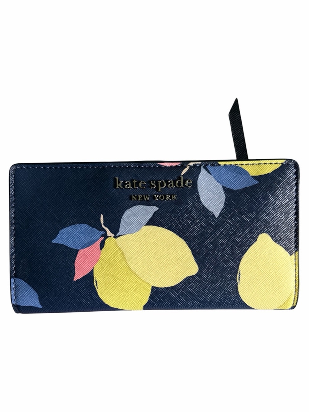 Kate Spade Cameron Lemon Zest Large Slim Bifold Wallet in River Blue Multi
